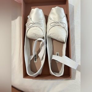 Miu Miu white satin ballet flats size 38.5 excellent condition.